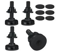FINELYCR 4 Pièces Pied Reglable pour Meuble, M10 × 38 mm Pieds Vis Réglables Hauteur, Noir, avec Patin en Feutre Autocollant et Écrou à Quatre Broches, pour Armoires, Chaises, Tables