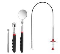 FINELYCR Aimant Mecanique Auto, Pince Magnétiseur Outils, Aimant Télescopique, Miroir Télescopique, Télescopique et Flexible, Utilisé pour Ramasser de Petites Pièces, des Pièces Automobiles
