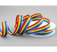 finemark 20 m x 15 mm Ruban décoratif Arc-en-Ciel LGBT rayé de 6 Couleurs Amour liberté fierté tolérance Symbole Drapeau Deko Double Face pour la Couture décorer et l'emballage des Cadeaux