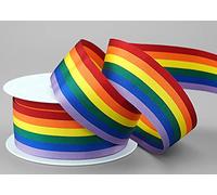 finemark 20 m x 35 mm Ruban décoratif Arc-en-Ciel LGBT rayé de 6 Couleurs Amour liberté fierté tolérance Symbole Drapeau Deko Double Face pour la Couture décorer et l'emballage des Cadeaux
