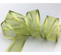 finemark 25 m x 25 mm Ruban en mousseline de soie avec bord satin vert olive (25) vert mousseline décorative Ruban cadeau semi-transparent brillant sans fil organza