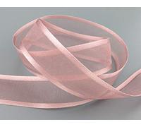 finemark 25 m x 25 mm - Ruban en mousseline de soie avec bord satiné - Vieux rose (53) - Ruban décoratif en mousseline de soie semi-transparent brillant sans fil organza