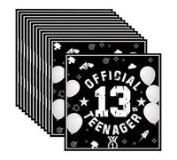 finemark Lot de 20 serviettes décoratives en papier noir et blanc pour 13ème anniversaire adolescent garçon, fille, garçon