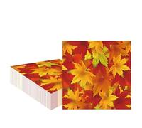 finemark Lot de 20 serviettes en papier pour l'automne - Motif feuilles d'érable - Orange - Décoration de table pour Halloween, anniversaire et mariage - 33 x 33 cm