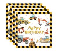 finemark Lot de 24 serviettes en papier, 33 x 33 cm, motif de pelleteuse, pour anniversaire d'enfant, motif tracteur, chantier, jetables, pour garçon et fille