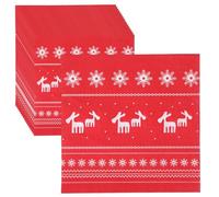 finemark Lot de 40 serviettes de Noël, 33 x 33 cm, rouges, avec motif de Noël, napkins de Noël, décoration de table pour fête et décoration