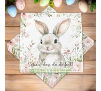 finemark - Lot de 40 serviettes de table de Pâques - Motif lapin - Pour Pâques et printemps - Décoration de table de Pâques - Schön, dass Du da bist (33 x 33 cm)