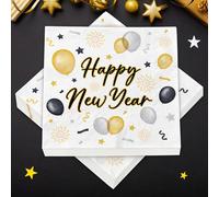 finemark - Lot de 40 serviettes de table pour le Nouvel An - Décoration de table pour le Nouvel An 2025 - Décoration de table pour le Nouvel An - 33 x 33 cm