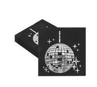 finemark - Lot de 40 serviettes décoratives pour anniversaire - Boule à facettes - 33 x 33 cm - Décoration de fête à thème - Noir