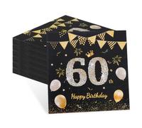 finemark Lot de 60 ans deco serviettes de table decoration pour 60e serviette papier anniversaire homme femme
