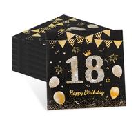 finemark Lot de 60 serviettes de table pour 18 ans deco anniversaire garçon Motif Happy Birthday Décoration de table anniversaire garçon fille