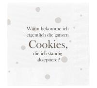finemark Lot de 60 serviettes en papier, 33 x 33 cm, 3 couches, décoration de table pour amis, 1 lot de 60 serviettes « Cookies »