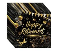 finemark Lot de 60 serviettes en papier, 33 x 33 cm, pour retraite, décoration de table pour fêtes et célébrations, noir et doré