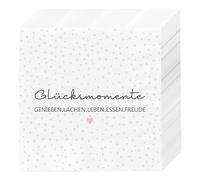 finemark Lot de 80 serviettes en papier, 33 x 33 cm, 3 couches, motif de cœurs blancs, noirs, roses, gris, décoration de table pour amis (1 x 80 serviettes « Happy smoments »)
