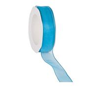 finemark Ruban décoratif en Mousseline de Soie 20 m x 25 mm Turquoise 72 Transparent avec Fil de Fer orgenza Chiffon qualité supérieure Mariage Anniversaire Couleur Unie