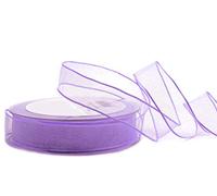 finemark Ruban décoratif en Mousseline de Soie Lilas Lavande 20 m x 25 mm, Transparent, avec Bords indéformables, qualité supérieure, Mariage, Anniversaire, Couleur Unie