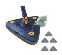 fineo EasyClean - Balai Rotatif 360° Tout-en-Un +5 Têtes Microfibres Balai Serpillère Triangulaire Rotatif à 360° avec 6 Chiffons, Télescopique pour Nettoyer Plancher de Bois, Fenêtres