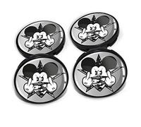 Finest Folia 4 x Cache-moyeux 60 mm - Capuchons de moyeux pour Jantes Autocollants de Jantes emblème bombé pour Jantes de Voiture Accessoires Tuning Automobile DM006 (N° 16 Mickey Mouse, argenté)