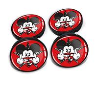 Finest Folia 4 x Cache-moyeux de 60 mm de diamètre - Capuchons de moyeux pour Jantes, Autocollants de Jantes, emblème en Gel bombé, Accessoires de Tuning Automobile DM006 (N° 15 Mickey Mouse Rouge)