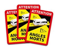 Attention Angles Morts autocollant 25x17cm obligatoire en France pour les véhicules de plus de 3,5 t Sticker auto-adhésif résistant à l'eau (Camping-car, 3 Sticker)