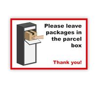 Finest Folia Autocollant « Please leave packages in the parcel box » - 28,6 x 19 cm - Pour extérieur et intérieur - Résistant aux UV et aux intempéries - Autocollant R019-02 (autocollant)