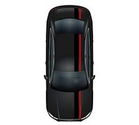Finest Folia Bandes de course Racing Stripes 5m x 15cm et 10m x 5cm Bandes de rallye Bandes Viper pour véhicules Auto Accessoires Tuning Bandes pour capot, toit, arrière (Noir brillant/Rouge)