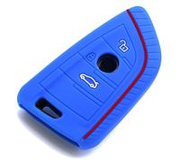 Finest-Folia - Coque en silicone pour clé de voiture à 3 boutons bleu