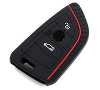 Finest-Folia - Coque en silicone pour e voiture à 3 boutons noir/rouge