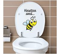 Finest Folia Déco autocollant couvercle WC salle de bain toilettes Funsticker siège de toilette couvercle de toilette phrase rigolote autocollant (R173-01 abeille)