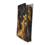 Finest Folia, Design Cover RX040, film de protection autocollant en vinyle, anti-rayures, compatible avec PS5, pour boîtier de console de jeux (édition disque, n° 7, poudre d’or)