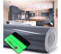 Finest Folia Film adhésif brillant ou mat pour meubles de cuisine ou de salle de bains (073 gris foncé, brillant) 10 m x 63 cm