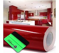 Finest Folia Film adhésif brillant ou mat pour meubles de cuisine ou salle de bains (030 rouge foncé, brillant) 10 m x 63 cm