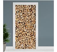 Finest Folia Film adhésif pour porte - 90 x 200 cm - Pour porte, salon, chambre d'enfant, cuisine, salle de bain - TF01 (17 piles de bois)