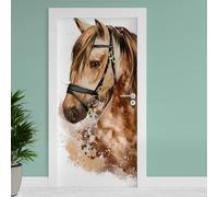 Finest Folia Film autocollant pour porte 90x200 cm papier peint de rénovation poster décoratif salon chambre d'enfant cuisine salle de bain stickers (27 Cheval 2)
