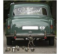 Finest Folia Just Married Film autocollant pour voiture de mariage sticker mural autocollant décoration (blanc, KX055 Just Married 1)