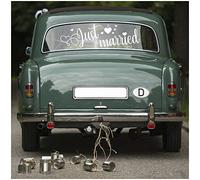 Finest Folia KX057 Just Married 3 Sticker mural décoratif pour voiture de mariage Inscription Just Married 3 Blanc