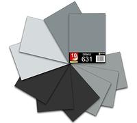 Finest Folia Lot de 10 feuilles DIN A4 - 29,7 x 21 cm chacune - 621/631 - Film autocollant pour traceur - Film vinyle - Pour la découpe, le bricolage, les autocollants, l'étiquetage - Nuances de gris