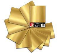 Finest Folia Lot de 10 feuilles DIN A4 de 29,7 x 21 cm 621/631 - Film autocollant pour traceur - Film vinyle pour traceur - Pour le traçage - Film de bricolage - Autocollants - Inscriptions - Doré mat