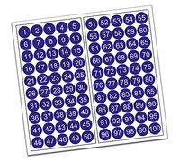 Finest-Folia Lot de 100 cercles en PVC numérotés 1-100 15 mm R013 bleu roi.
