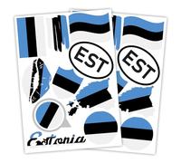 Finest Folia Lot de 2 autocollants A4 drapeaux de pays autocollants drapeau de pays flag pour voiture moto sticker drapeau de pays autocollant auto-adhésif résistant aux intempéries R217 (16 Estonie)