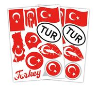Finest Folia Lot de 2 autocollants de pays DIN A4, autocollants de drapeau, drapeau de pays pour voiture, moto, autocollant, drapeau de pays, autocollant, résistant aux intempéries, R217 (59 Turquie)