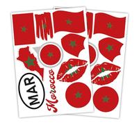 Finest Folia Lot de 2 autocollants de pays DIN A4, drapeau de pays pour voiture, moto, autocollant, drapeau de pays, autocollant, résistant aux intempéries, R217 (38 Maroc)