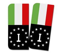 Finest Folia Lot de 2 autocollants de plaque d'immatriculation Spécialement conçus pour le champ de l'UE 11 x 5 cm Noir ou avec drapeau R167 (10 Italie - Avec drapeau)