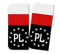 Finest Folia Lot de 2 autocollants de plaque d'immatriculation Spécialement conçus pour le champ de l'UE 11 x 5 cm Noir ou avec drapeau R167 (18 Pologne - Avec drapeau)