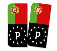 Finest Folia Lot de 2 autocollants de plaque d'immatriculation Spécialement conçus pour le champ de l'UE 11 x 5 cm Noir ou avec drapeau R167 (19 Portugal, avec drapeau)