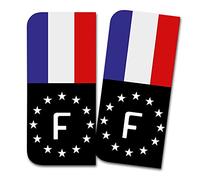Finest Folia Lot de 2 autocollants de plaque d'immatriculation Spécialement conçus pour le champ de l'UE 11 x 5 cm Noir ou avec drapeau R167 (07 France, avec drapeau)