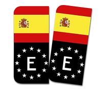 Finest Folia Lot de 2 autocollants de plaque d'immatriculation Spécialement conçus pour le champ de l'UE 11 x 5 cm Noir ou avec drapeau R167 (24 Espagne, avec drapeau)