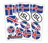Finest Folia Lot de 2 autocollants format A4 - Drapeau de pays pour voiture et moto - Autocollants - Résistant aux intempéries - R217 (25 Islande)