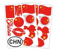 Finest Folia Lot de 2 autocollants format A4 - Motif drapeau de pays pour voiture et moto - Autocollants - Résistant aux intempéries - R217 (14 Chine)