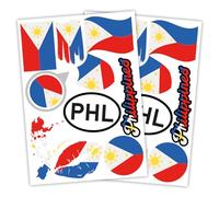 Finest Folia Lot de 2 autocollants format A4 - Motif drapeau de pays pour voiture et moto - Autocollants - Résistant aux intempéries - R217 (44 Philippines)
